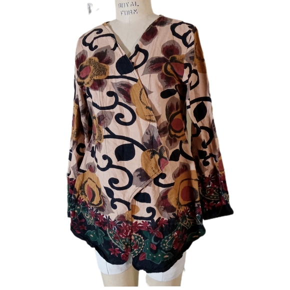 Big floral cotton kimono cardigan - Picture 2 of 5